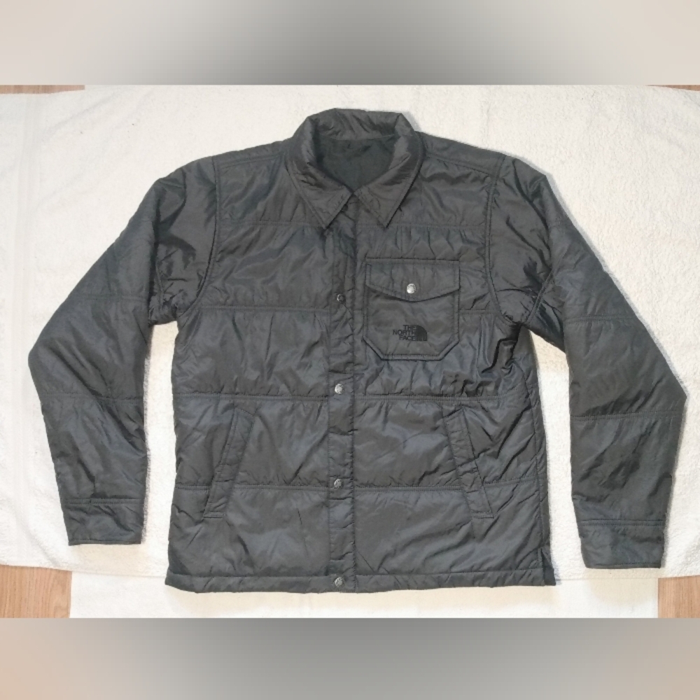 The NORTH FACE 2 -Sided Reversible Grey Black Insulated Zipper Button Jacket - M